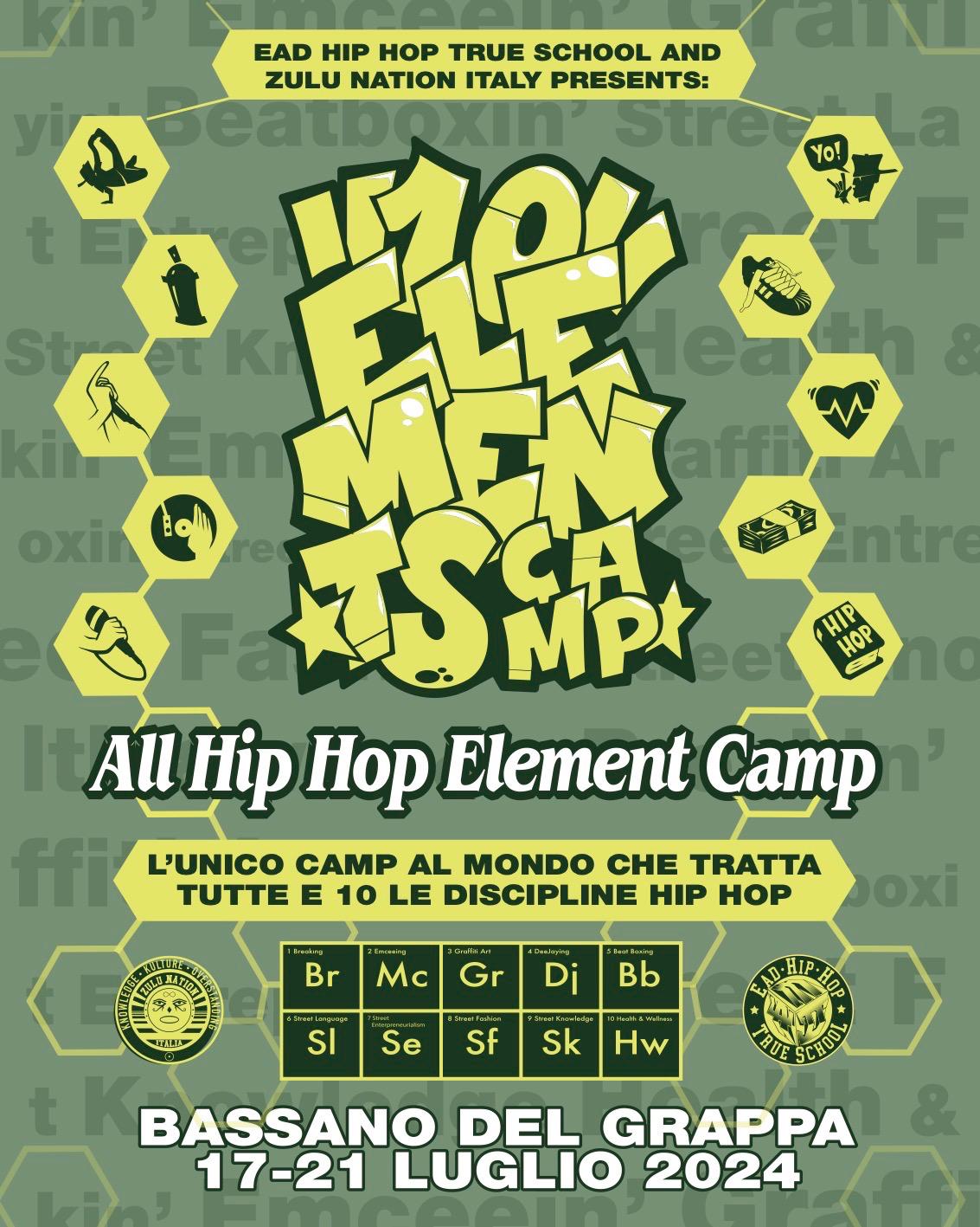 HipHopSeeds Sponsor Event: 10 Elements Hip Hop Camp VOL.2 -17/21 luglio- Bassano del Grappa