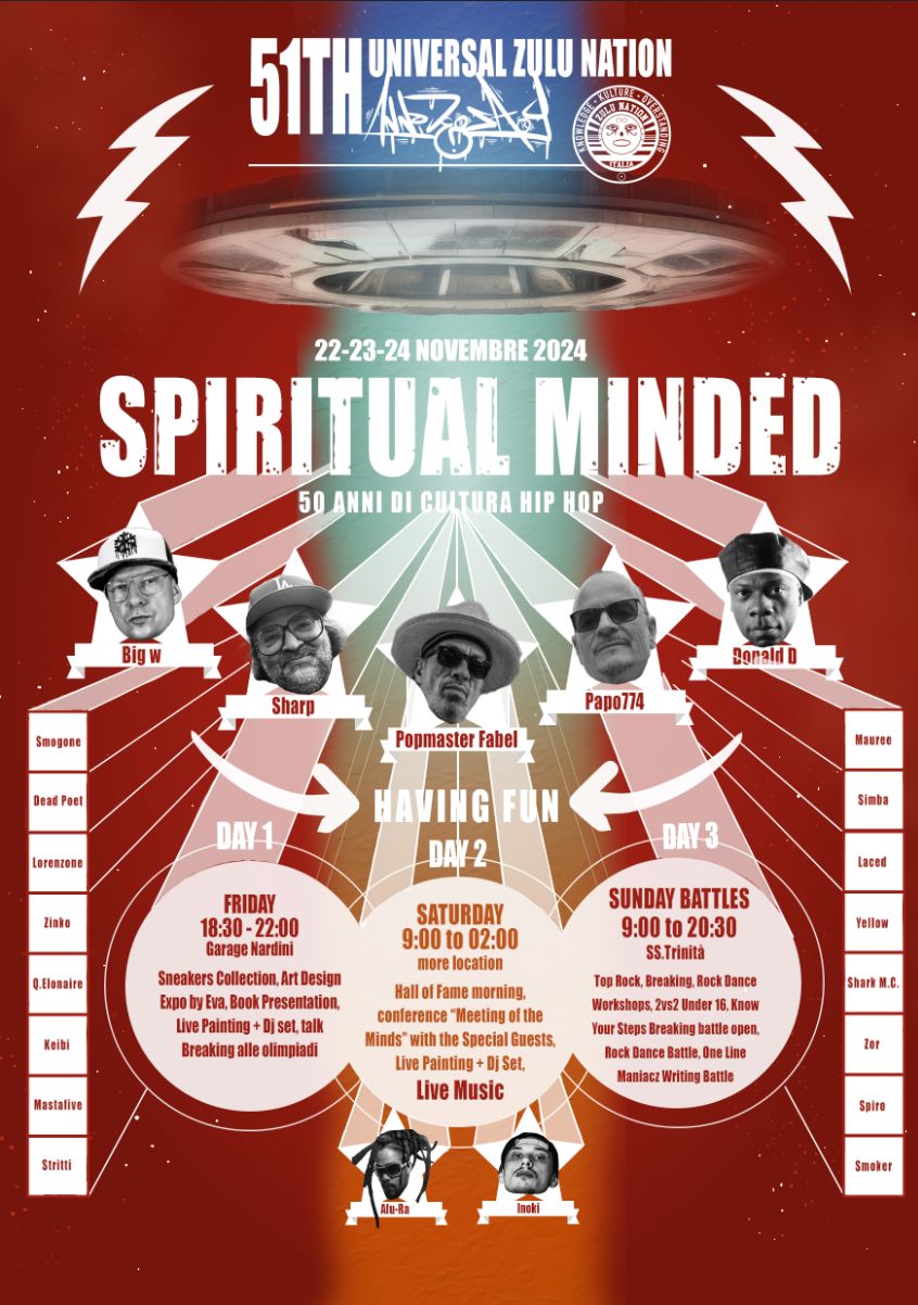 51th Universal Zulu Nation Anniversary -Spiritual Minded- 50 anni di Cultura Hip Hop - Presentazione del nostro nuovo libro -The Intelligent Movement-